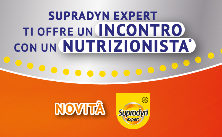 immagine smartphone decorativa nella parte superiore della pagina: Supradyn Expert ti offre un incontro con un nutrizionista